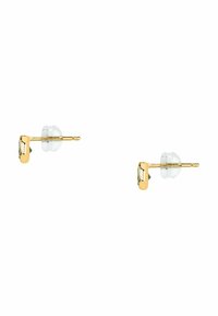 Guldtonade studs med en klar silikonkappa. Har en minimalistisk geometrisk design. Slät yta, liten storlek och lättviktig.