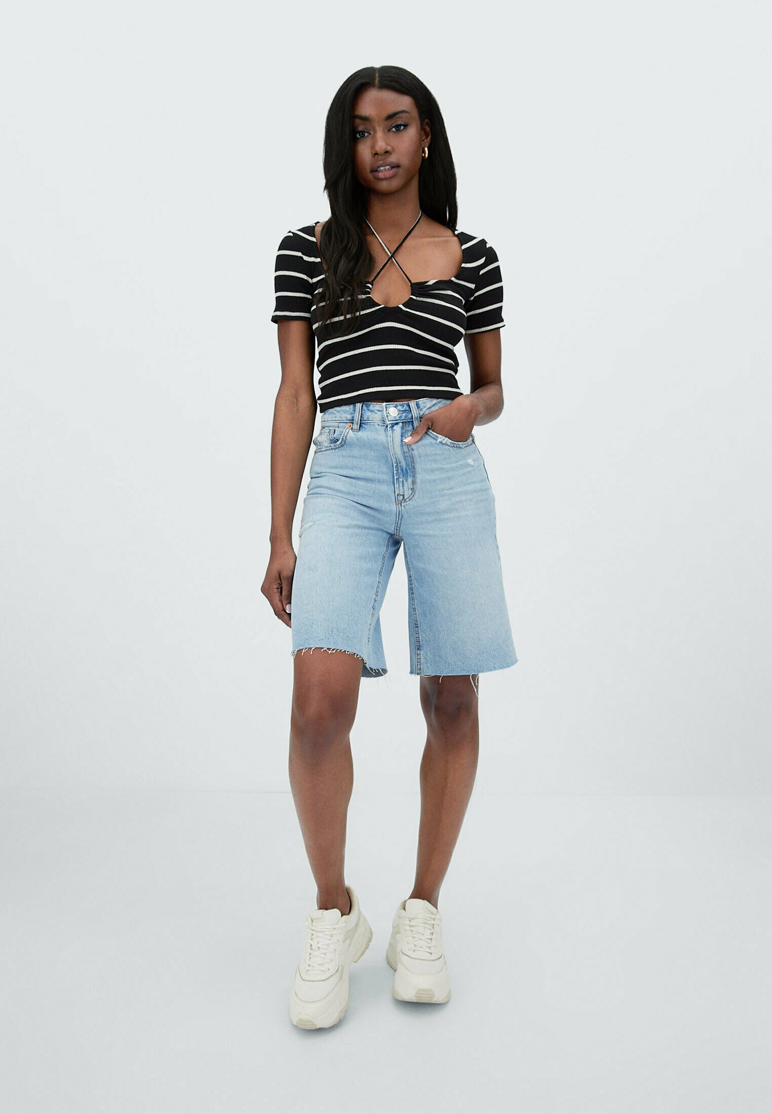 Stradivarius Denim shorts - light blue 