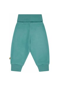 Türkise Jogginghosen aus weichem Stoff mit elastischem Bund und tapered Cuffs. Beinhaltet ein kleines, mehrfarbiges Etikett an der Seite.