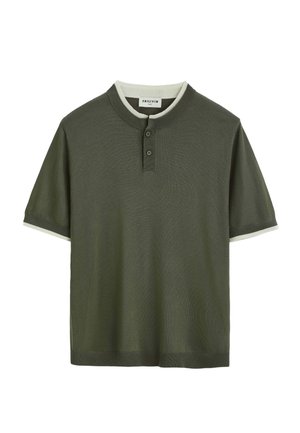 FRILIVIN, POLO TRICOTÉ COL MONTANT - T-shirt basique - vert