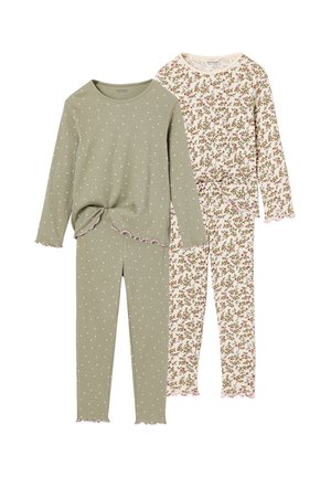 Vertbaudet, VERTBAUDET SET 2ER-PACK MÄDCHEN SCHLAFANZÜGE MIT ROLLSAUM - Pyjama set - salbeigrün