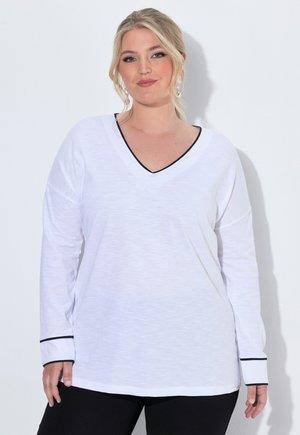 MIAMODA, T-SHIRT, LOOSE FIT, FARBIGEM PIPING, LANGARM - Langarmshirt - snow white