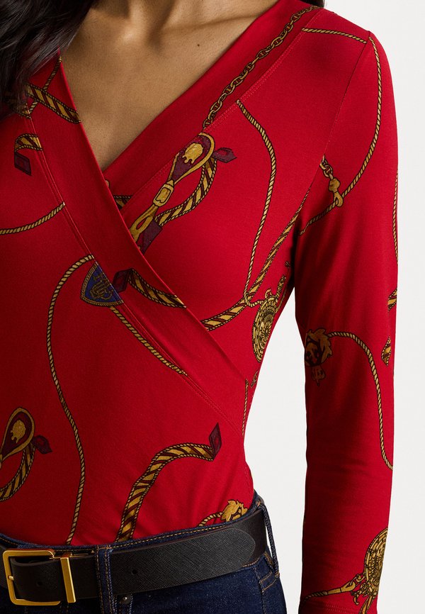 BELTING PRINT JERSEY SURPLICE TOP - Long sleeved top2