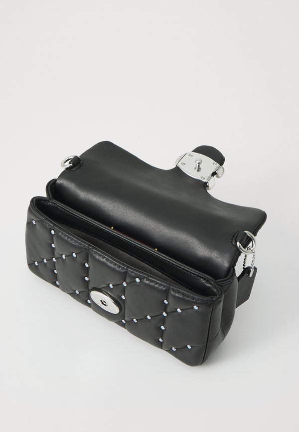 CRYSTAL RIVETS QUILTED PILLOW TABBY WRISTLET WITH CHAIN - Clutch2