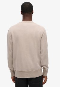 Beige bomulds sweatshirts med lange ærmer, ribbede manchetter og rund hals. Glat tekstur med en afslappet pasform og ingen synlige logoer.