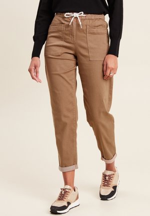 FLOCKIGE MIT KORDELZUG - Stoffhose - taupe