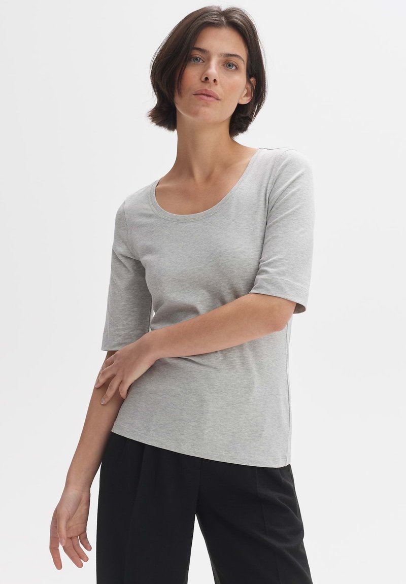 OPUS SLIM FIT ROUND NECK - T-shirt basic - hazy fog melange