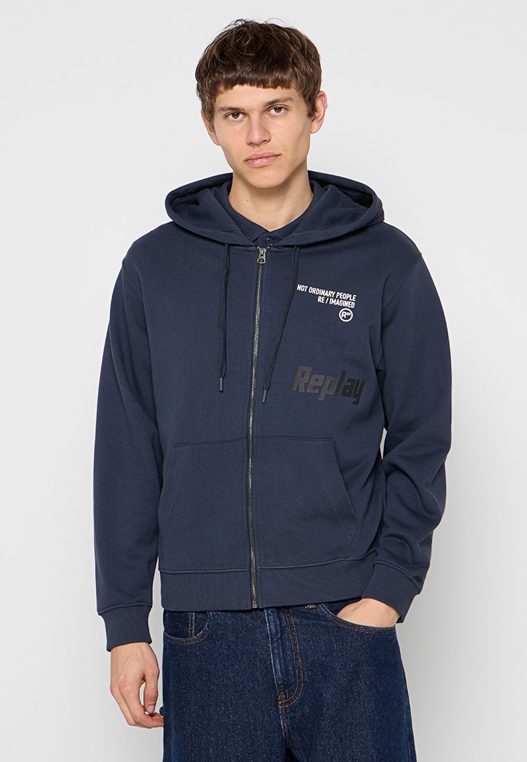 Replay Sweater met rits donkerblauw