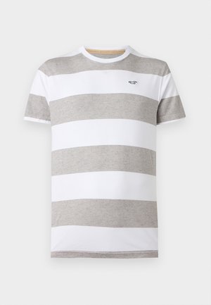 Hollister Co., SLIM CREW STRIPE - Μπλουζάκι με στάμπα - grey/white