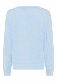 Jasnoniebieski, długi rękaw, luźny sweatshirt z okrągłym dekoltem i ściągaczami, wykonany z miękkiego, teksturowanego materiału.