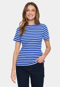 Saint Tropez ASTER SS STRIPE - Marškinėliai su spaudiniu - surf blue