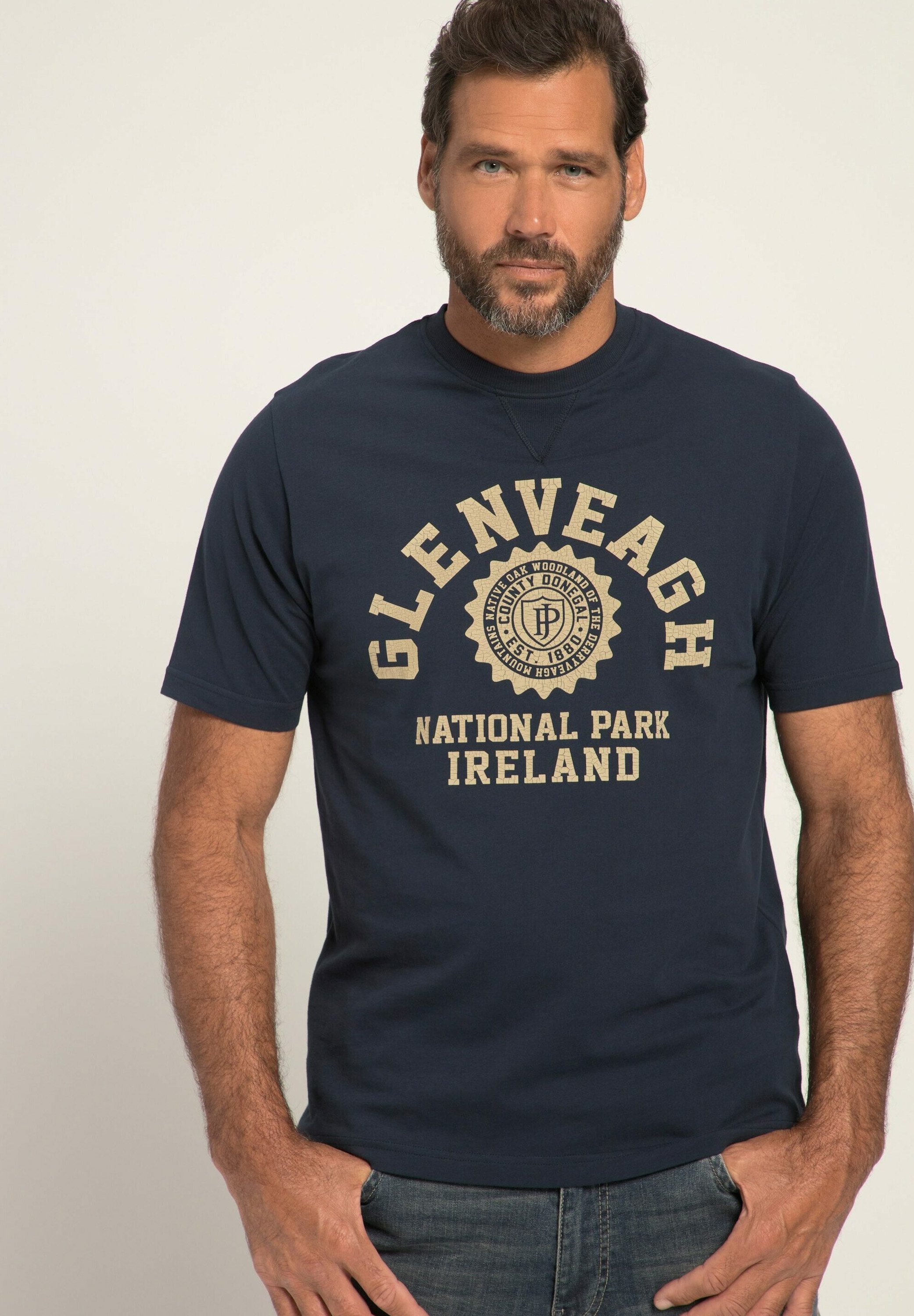 JP 1880 Maglietta Uomo Blu Navy – Tessuto Slub Con Tasca – Mezza Manica – Taglie Forti Fino A 8XL