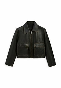 WORN EFFECT - Leather jacket - black