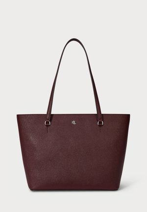 Lauren Ralph Lauren CROSSHATCH LEATHER MEDIUM KARLY TOTE - Håndtasker - dark garnet