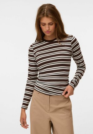 Vero Moda, TOP AWGLESHA POLO-SHIRT - T-shirt à manches longues - chocolate torte