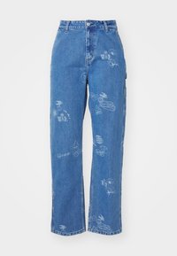 STAMP PANT - Traperice ravnih nogavica - blue