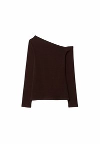 WITH ASYMMETRIC NECKLINE  - Top s dlouhým rukávem - dark brown
