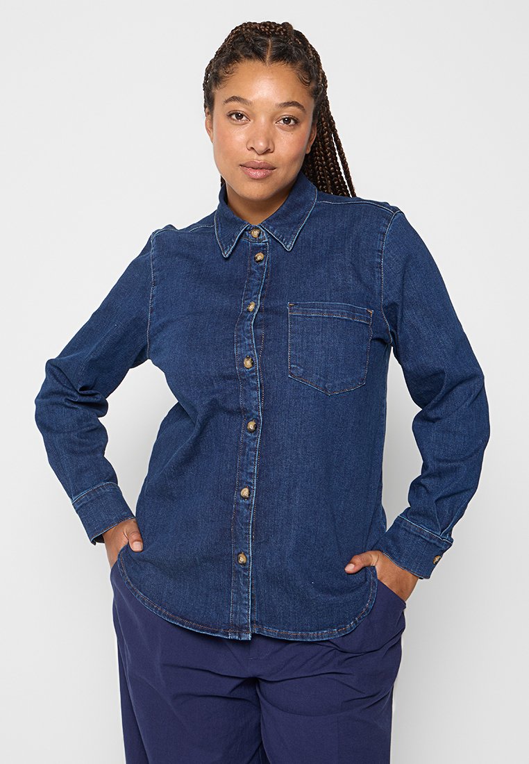 Numph Overhemdblouse blauw denim/bluedenim
