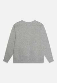 Grijze sweatshirt met lange mouwen, ronde halslijn, geribde manchetten en tailleband. Zacht materiaal met een gladde textuur, zonder patronen of versieringen.
