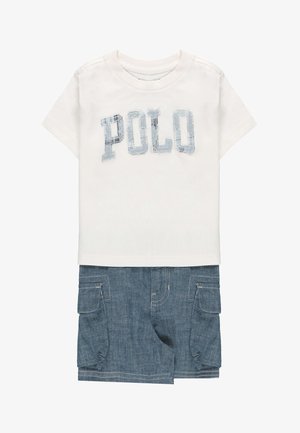 Polo Ralph Lauren, SET DUE PEZZI CON LOGO UNISEX - Shorts di jeans - bianco