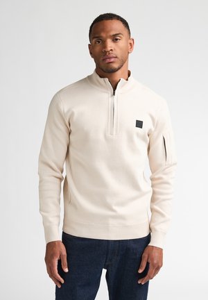 Petrol Industries, UTILITY HALF-ZIP KNIT STONEFIELD - Pullover - antique white