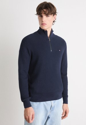 Tommy Hilfiger STRUCTURE ZIP MOCK - Πουλόβερ - blau