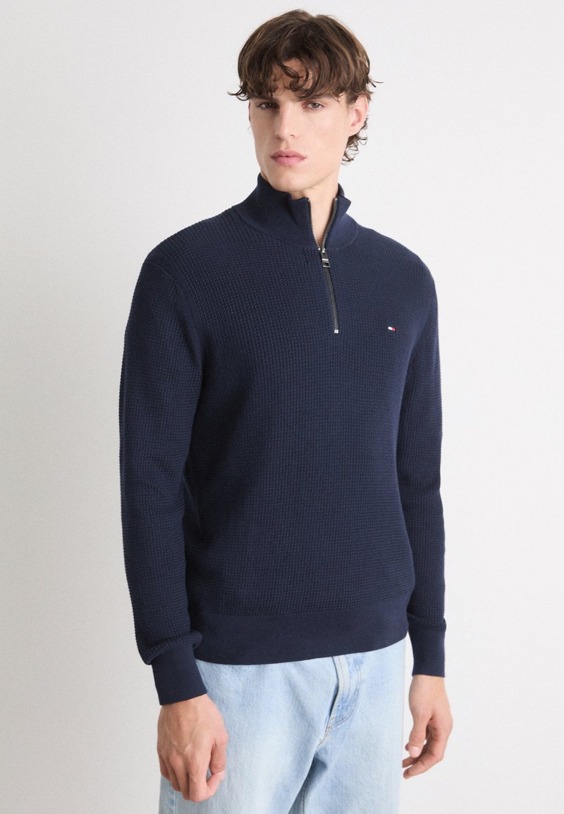 Tommy Hilfiger STRUCTURE ZIP MOCK - Jumper - blau