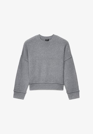 Calliope, MAGLIA GIROCOLLO A TINTA UNITA CON TAGLIO VIVO - Strickpullover - grigio scuro melange