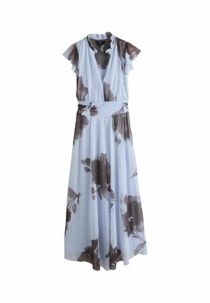 Next, REGULAR FIT - PLEATED MESH V-NECK OCCASION MIDI DRESS - Maxikleid - blue floral print