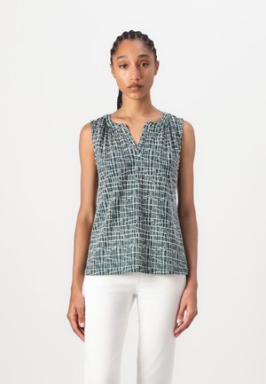 TOM TAILOR V NECK ALLOVERPRINTED - Felső - abstract tel green