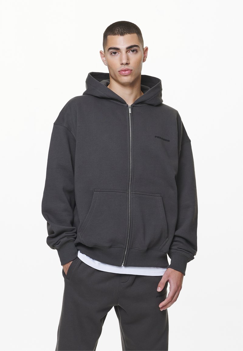 Pegador LOGO OVERSIZED JACKET - Mikina so zipsom - washed volcano grey