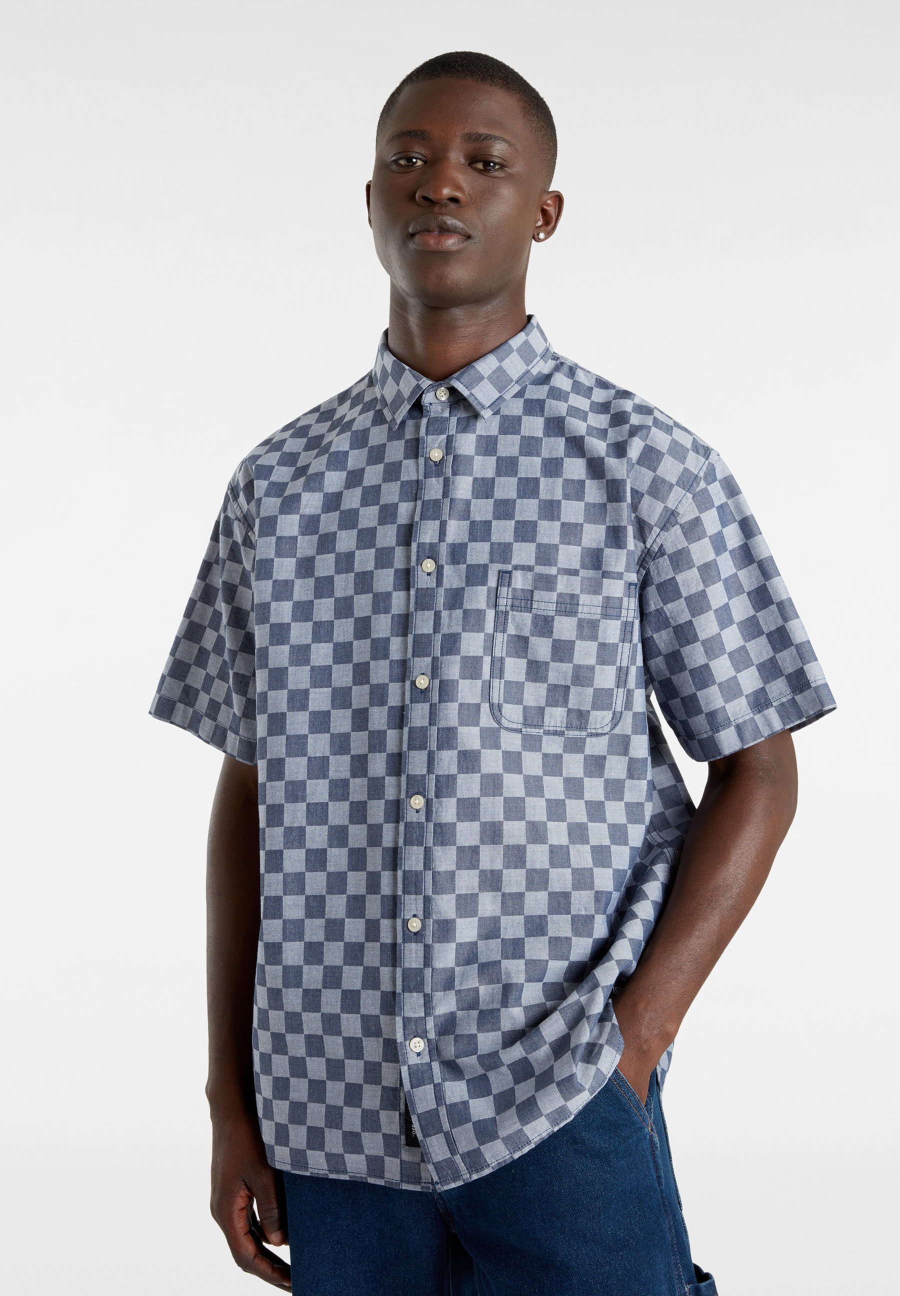 Vans WADE CHECKERBOARD - Shirt - dress blues white/dark blue - Zalando Vans WADE CHECKERBOARD - Shirt - dress blues white/dark blue - Zalando