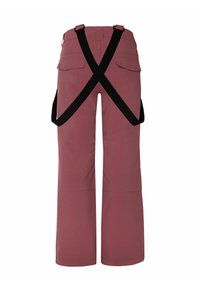 Lepas lebar dalam kain mawar berdebu dengan tekstur halus, dilengkapi dengan suspender hitam yang dapat disesuaikan dan dua kantong belakang.