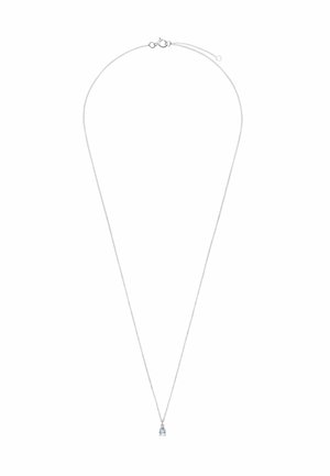 Delicaat zilveren kettinkje met een klein rond, helder edelsteenhanger in het midden.