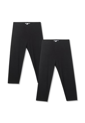 Leggings neri realizzati in un tessuto morbido ed elastico. Il design presenta una vita alta e una silhouette aderente senza motivi o accenti visibili.