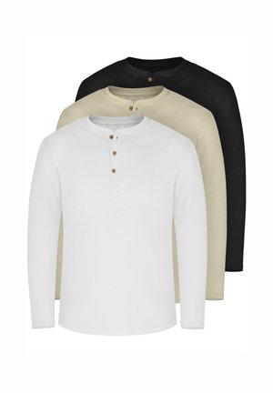 3 PACK - Langarmshirt - beige/schwarz/weiß