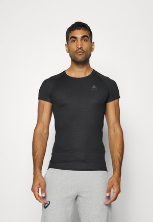 CREW NECK ACTIVE F-DRY LIGHT - Basic T-shirt - black