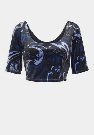 Athleta, EXHILARATE CROP A-C - Μπλουζάκι με στάμπα - agate black