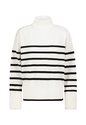 GESTREIFTER ROLLKRAGEN - Jumper - white