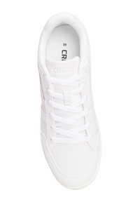 Sneaker blanche avec une texture lisse, design à lacets, languette rembourrée et logo sur le côté. Taille imprimée à l'intérieur : 39.