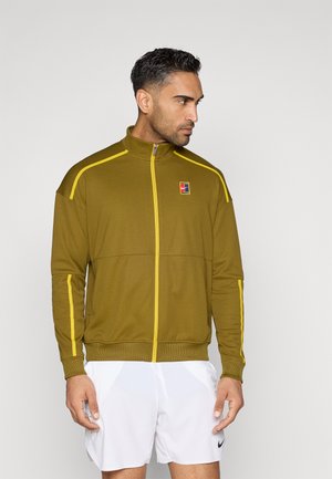 NIKECOURT HERITAGE SUIT JACKET - Športna jopa s kapuco na zadrgo - olive flak/saffron quartz