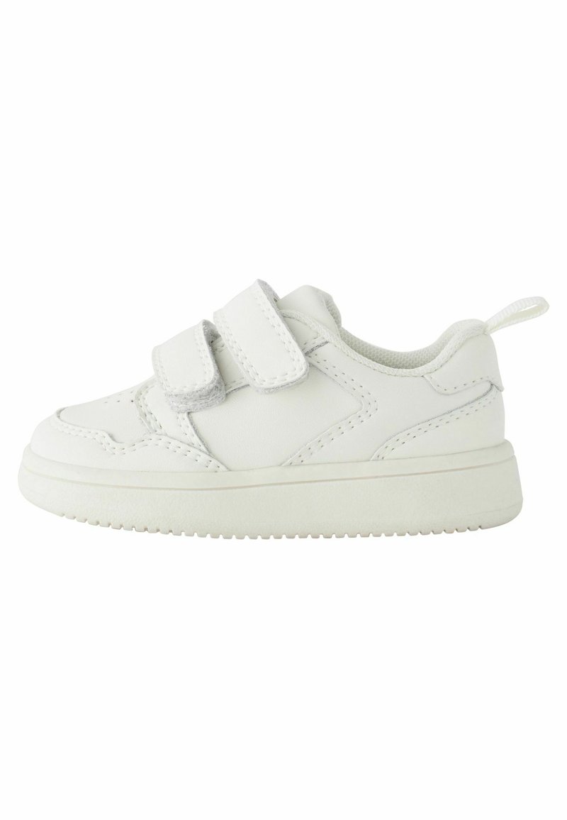 Witte kinder sneakers van synthetisch materiaal, met klittenbandsluitingen, een gestructureerde tussenzool en een ronde neus. Lichtgewicht ontwerp.