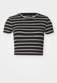 Pieces PCFOLLY CROP - Apdrukāts T-krekls - black/white