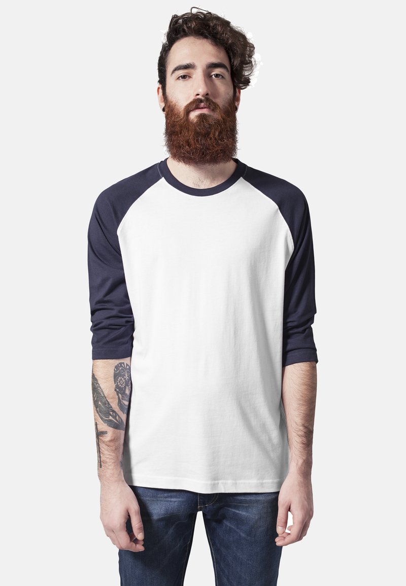 Urban Classics CONTRAST 3/4 SLEEVE RAGLAN - Hosszú ujjú felső - wht/nvy