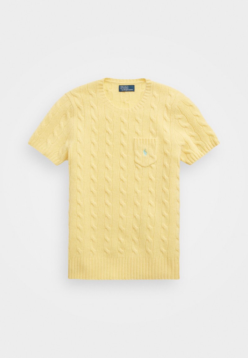 Polo Ralph Lauren - CABLE WOOL CASHMERE SHORT SLEEVE JUMPER - T-shirts - fall yellow, Forstørre