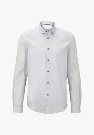 Helehall ja valgete triipudega puuvillane nööbiga särk. Omab klassikalist kraed, pikki varrukaid ja pruune nuppe. Detailne tekstuuriga muster.