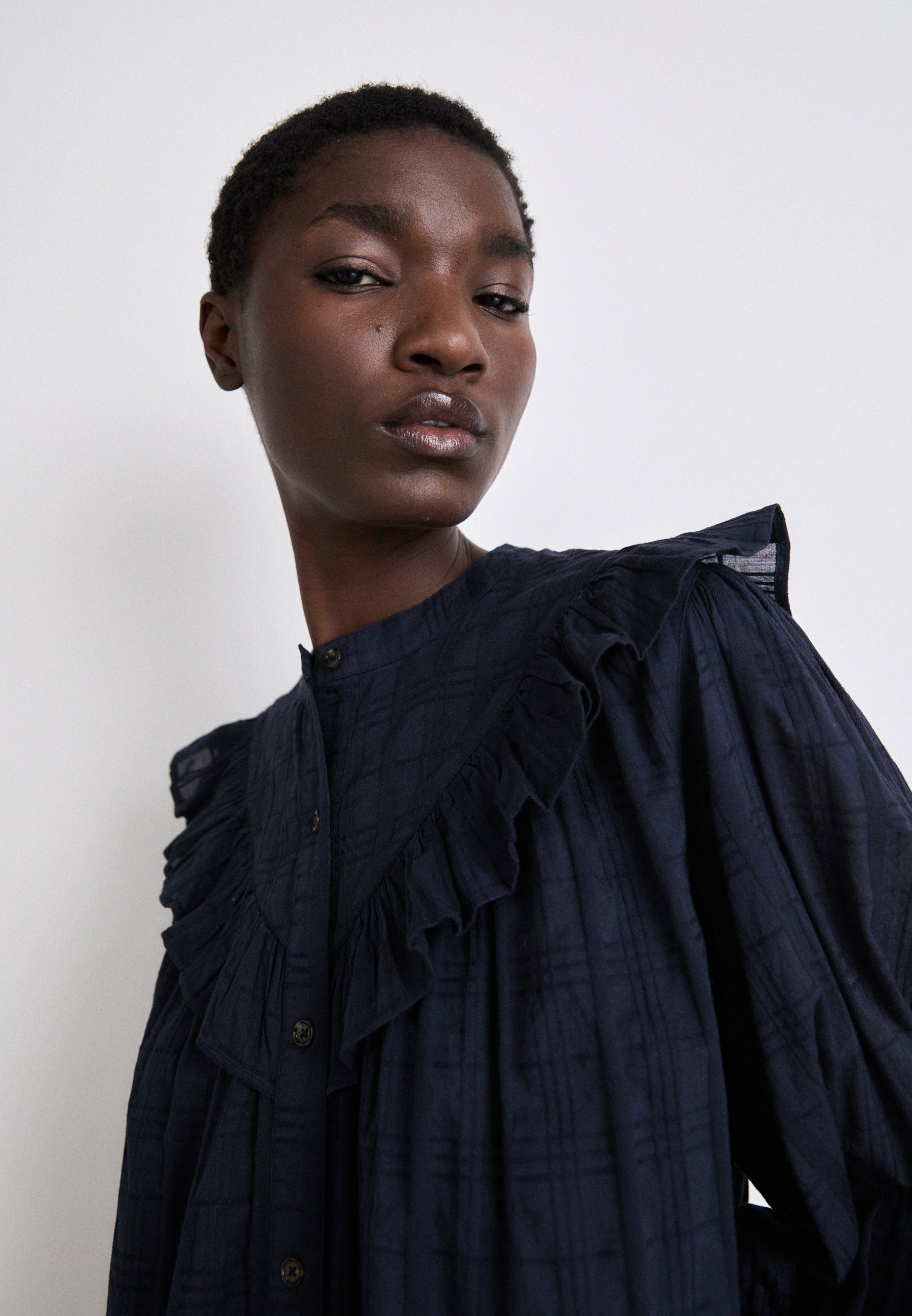 black ruffle blouse uk