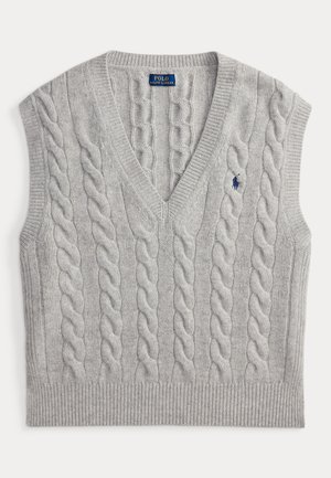CABLE-KNIT CASHMERE SLEEVELESS JUMPER - Stickad tröja - soft grey melange
