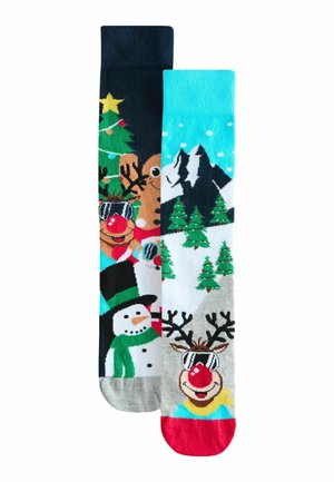 CHRISTMAS PATTERN  2 PACK - Socken - blue green scenic reindeer