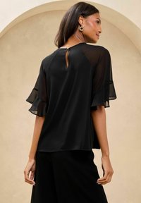 Lipsy REGULAR FIT - RUFFLE SHEER SLEEVE - Bluza - black